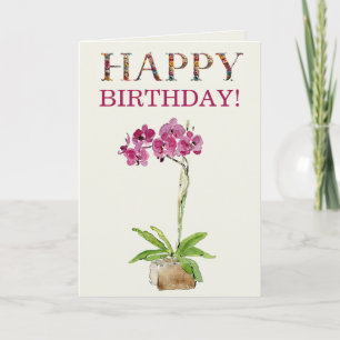 Happy Birthday Watercolor Moth Orchard Karte