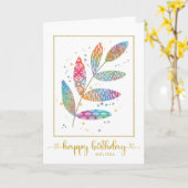 Happy Birthday Watercolor Pattern Blätter Karte (Gelbe Blume)