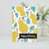 Happy Birthday Watercolor Pears Karte (Stehend Vorderseite)