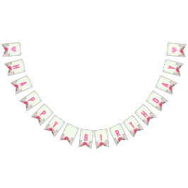 Happy Birthday Watercolor Pink Roses Wimpelkette