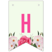 Happy Birthday Watercolor Pink Roses Wimpelkette (Zweite Fahne)