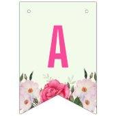 Happy Birthday Watercolor Pink Roses Wimpelkette (Dritte Fahne)