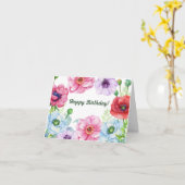 Happy Birthday Watercolor Poppy Blume Karte (Gelbe Blume)