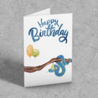Happy Birthday Watercolor Schlange Reptile