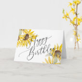 Happy Birthday Watercolor Sonnenblumenkarte Karte (Gelbe Blume)