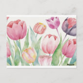 Happy Birthday Watercolor Tulips Abstrakt Postkarte (Rückseite)