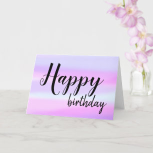 Happy Birthday Watercolor Wash Brush Script Karte