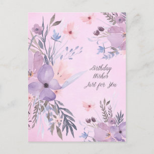 Happy Birthday Watercolor Wildblumen Postcard Postkarte