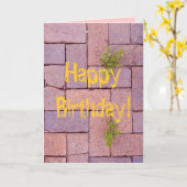 Happy Birthday Weeds zwischen Brick Pavers Karte (Gelbe Blume)