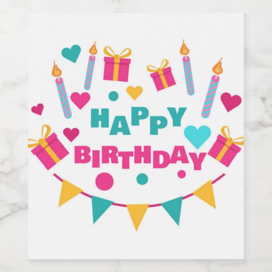 Happy Birthday Weinetikett (Einzelnes Label)