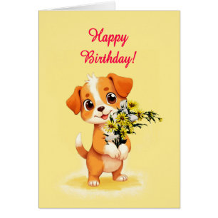 Happy Birthday Welpe und Blume