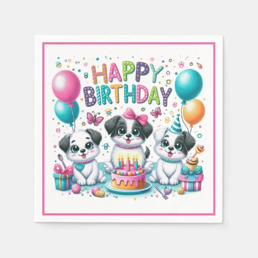 Happy Birthday Welppies Serviette (Vorderseite)