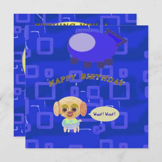 Happy Birthday Welppy Spaceship Koch Ducky Kazoo Mitteilungskarte (Vorne/Hinten)