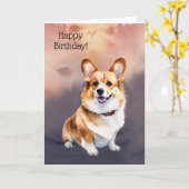 Happy Birthday Welsh Pembroke Corgi Dog Card Karte (Gelbe Blume)