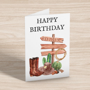 Happy Birthday Western Cowboy Boots Karte
