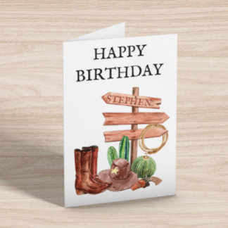 Happy Birthday Western Cowboy Boots Karte