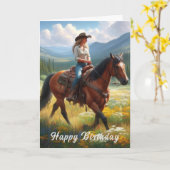 Happy Birthday Western Cowgirl Grußkarte Karte (Gelbe Blume)