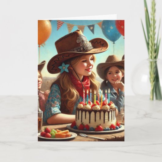 Happy Birthday Western Cowgirl Grußkarte Karte (Vorderseite)