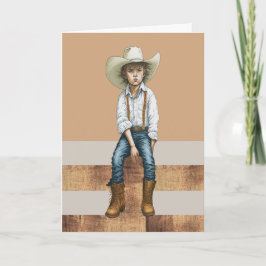 Happy Birthday Western Ranch Cowgirl Illustration  Karte
