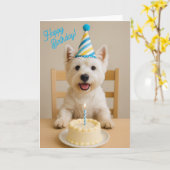 Happy Birthday Westie Birthday Card Karte (Gelbe Blume)