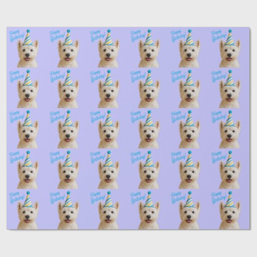 Happy Birthday Westie Wrapping Paper Geschenkpapier (Flach)
