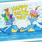 Happy Birthday Whales Postkarte
