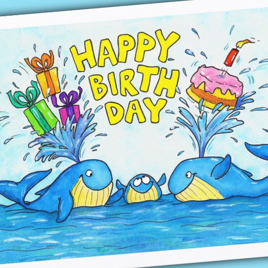 Happy Birthday Whales Postkarte