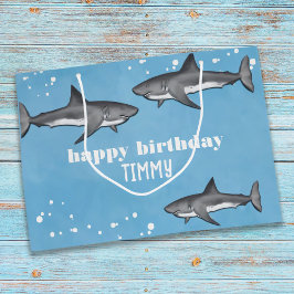 Happy Birthday Whimsical Blue Ocean Haie Spaß Große Geschenktüte