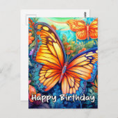 Happy Birthday Whimsical Butterfly Design Postkarte (Vorne/Hinten)