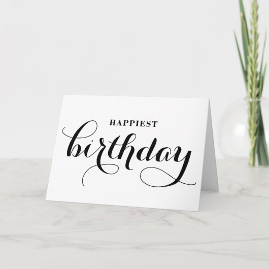 Happy Birthday Whimsical Calligraphy Card Karte (Vorderseite)