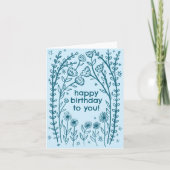 Happy Birthday Whimsical Floral Sketch Doodle Karte (Vorderseite)