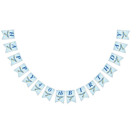 Happy Birthday Whimsical Flying Hübsch Bluebird Wimpelkette (Alle)