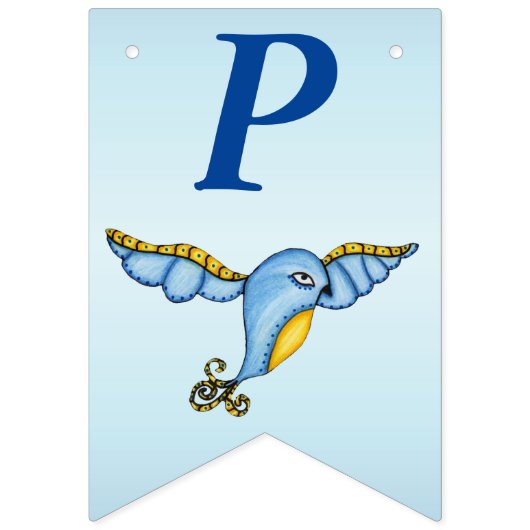 Happy Birthday Whimsical Flying Hübsch Bluebird Wimpelkette (Dritte Fahne)
