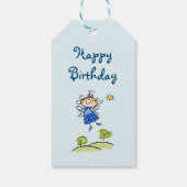 Happy Birthday Whimsical Happy Flying Angel Fairy Geschenkanhänger (Rückseite)