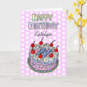 Happy Birthday | Whimsischer Cake Card Karte (Gelbe Blume)