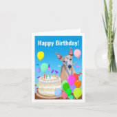 Happy Birthday Whippet mit Geburtstagskuchen Karte (Vorderseite)