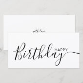 Happy Birthday White Black Modern Flat Card (Vorne/Hinten)