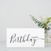 Happy Birthday White Black Modern Flat Card (Stehend Vorderseite)