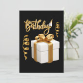 Happy Birthday White Gold Einladung (Stehend Vorderseite)