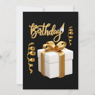 Happy Birthday White Gold Einladung