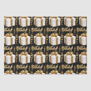 Happy Birthday White Gold Tissue Paper Seidenpapier