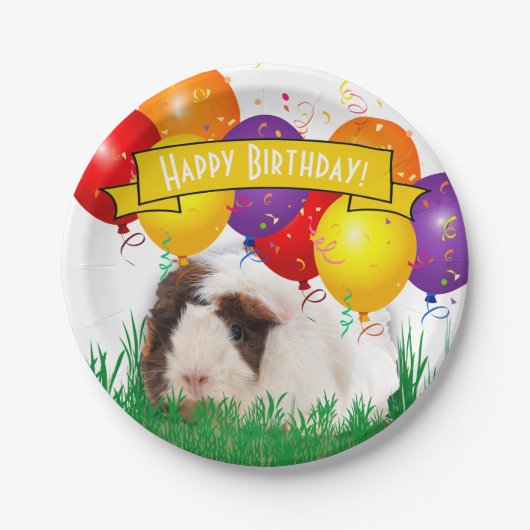 Happy Birthday White Guinea Schweinefilet Party Ba Pappteller (Vorderseite)