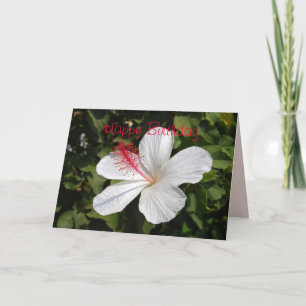 Happy Birthday White Hibiskus Card Karte