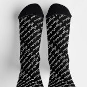 Happy Birthday! White on Black Script Socken (Oben)