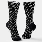 Happy Birthday! White on Black Script Socken (Gewinkelt)