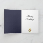 Happy Birthday White Rote Rosen Botanische Kunst Karte (Innenseite)