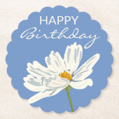 Happy Birthday White Summer Artistic Blume Untersetzer (Vorderseite)