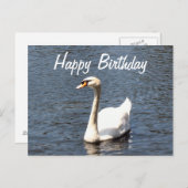 Happy Birthday white swan Postkarte (Vorne/Hinten)