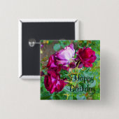 Happy Birthday Wild Blue Yonder Rose #1 Button (Vorne & Hinten)
