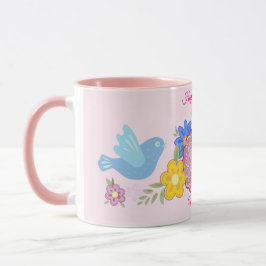Happy Birthday Wild Blume Garden Birds Muster Tasse